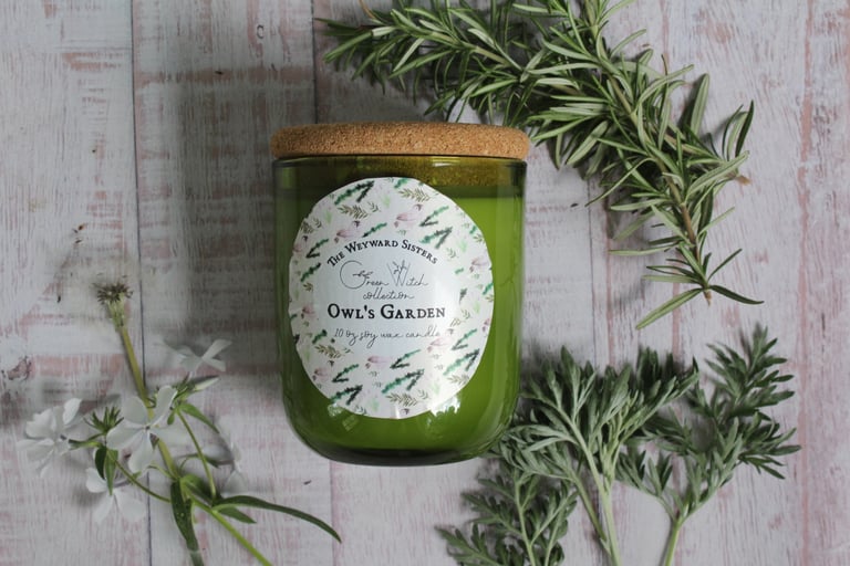 OWL'S GARDEN GREEN WITCH CANDLE